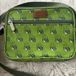 Green Snail Print Crossbody Bag